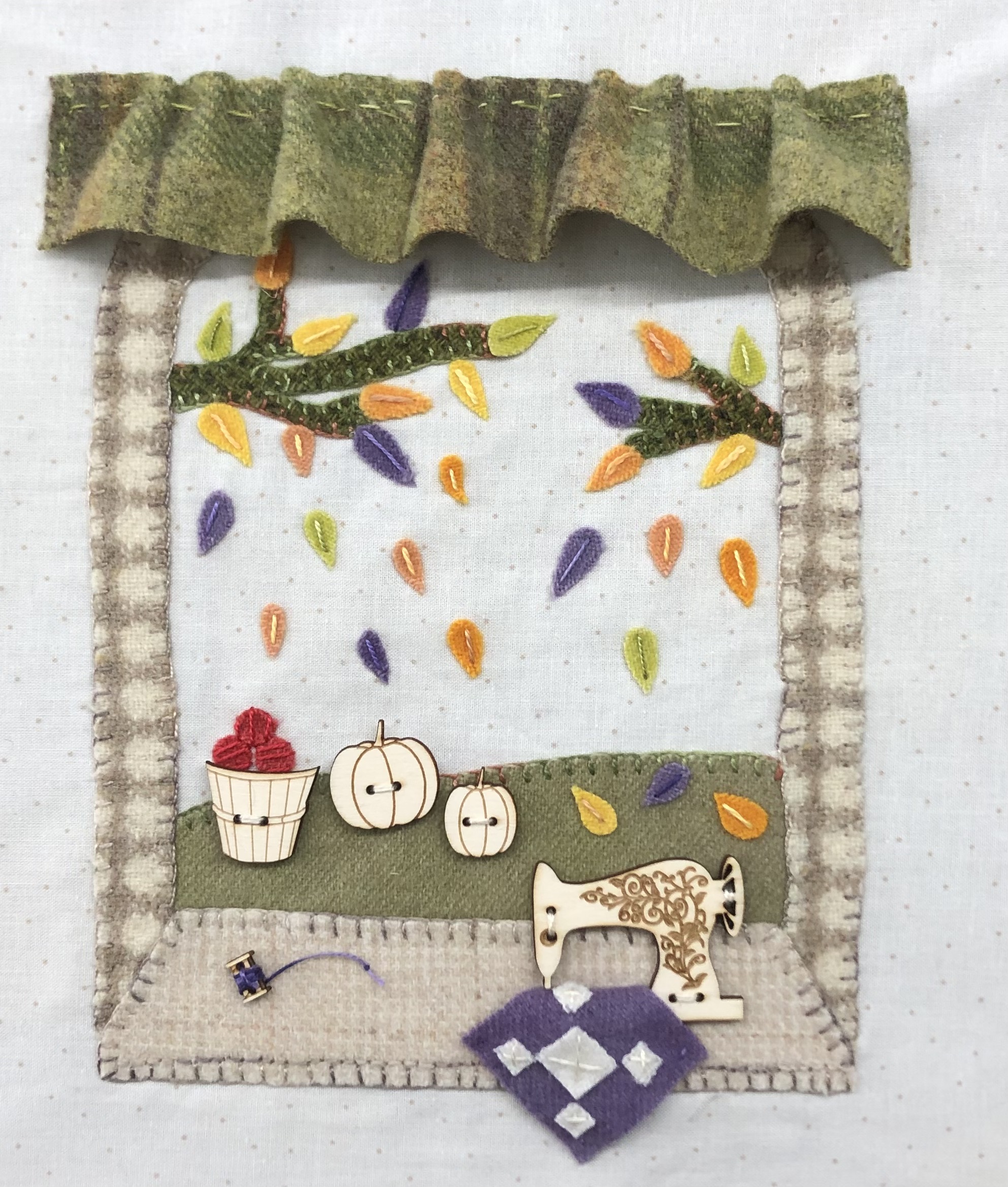 Mary Jane & Friends - The Autumn Windows Ladies - BLOCK 1 - AUTUMN SEWING TIME - PATTERN DIGIITAL DOWNLOAD 